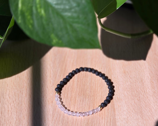 Delicate Diffuser – Rose Quartz & Lava Rock Bracelet