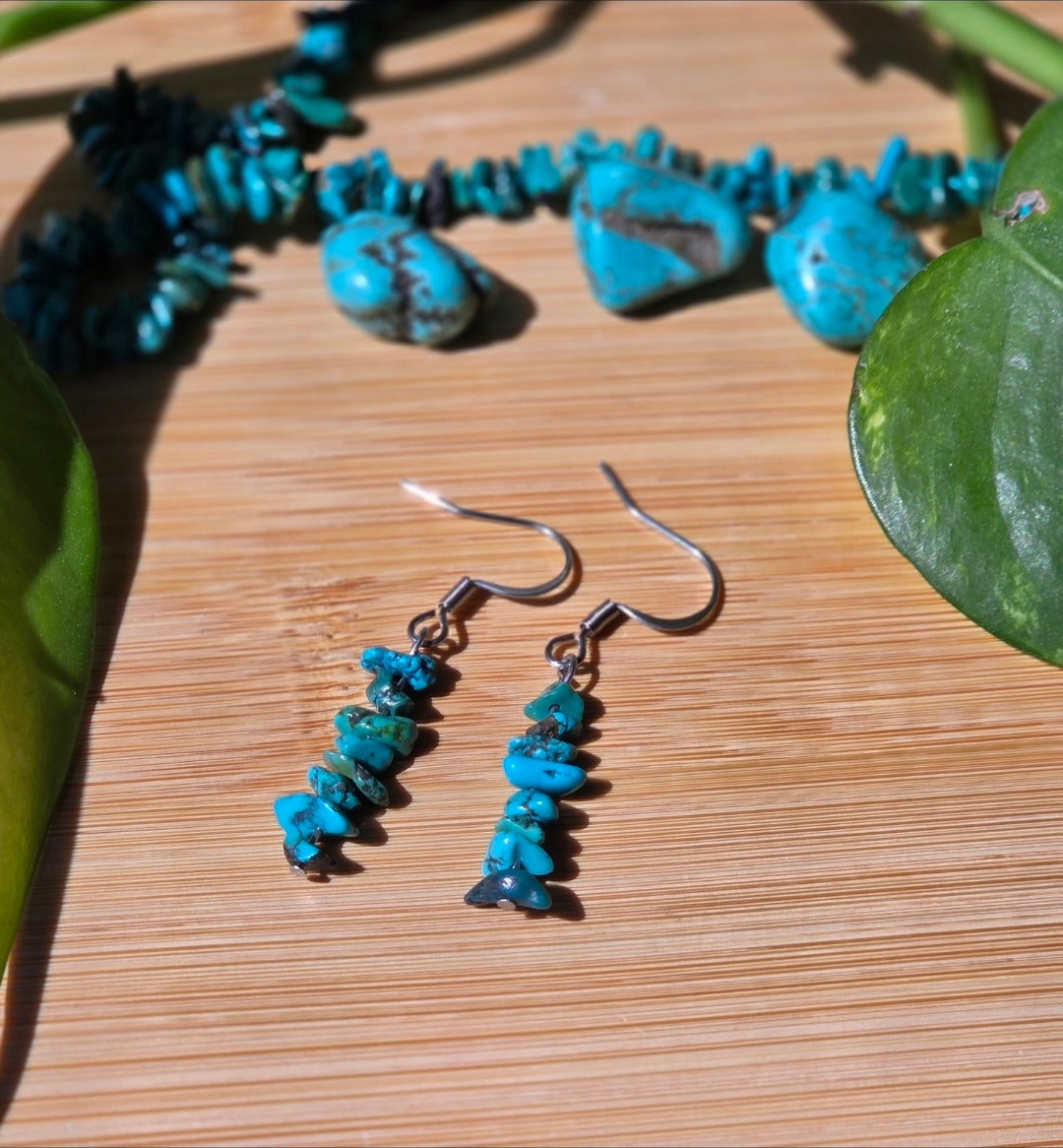 Chips of Earth Dangle Earrings-Turquoise