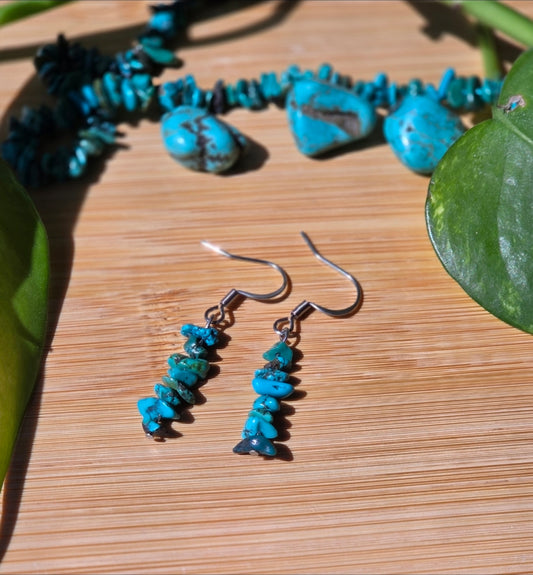 Chips of Earth Dangle Earrings-Turquoise