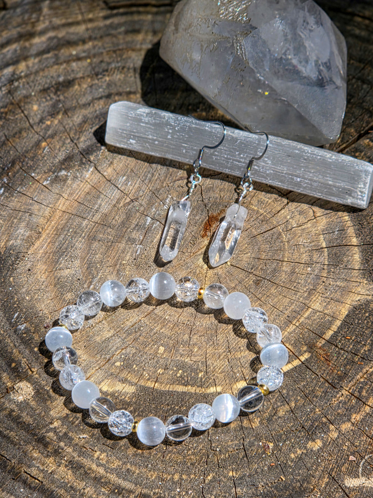 Clear Quartz, Selenite, Crackle Set