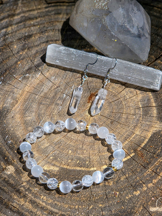 Clear Quartz, Selenite, Crackle Set